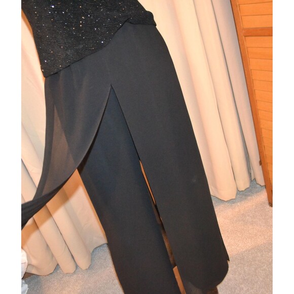 Vintage Black One Piece Pallazzo with Peplum Sparkle Top and Sheer Layover - Picture 4 of 8